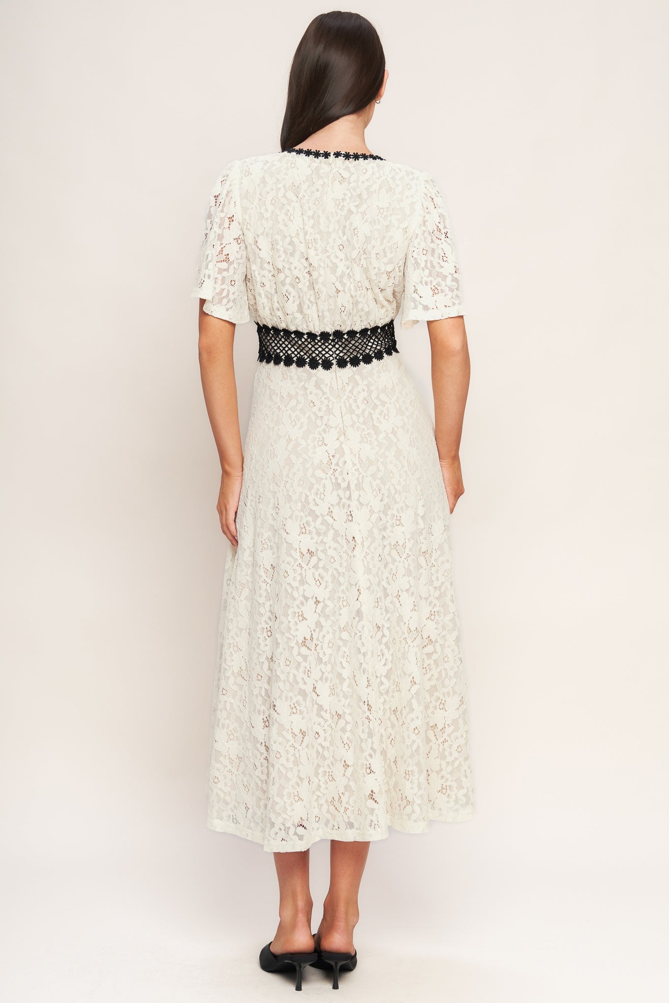 PETITE LUNE WOVEN LACE MIDI DRESS Flying Tomato